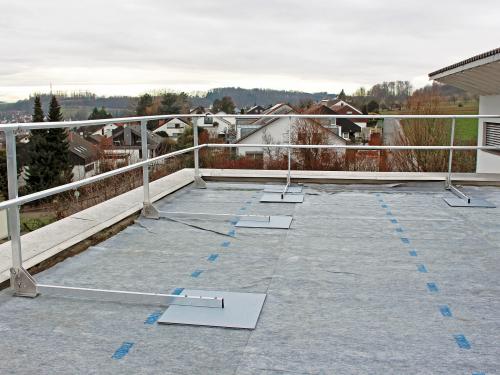 Flat roof with railing